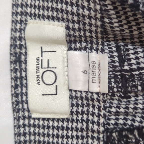 LOFT Marisa Houndstooth Crop Pants, Color Black/White Size 6 - Picture 14 of 14